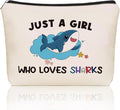Girlly Shark Travel Makeup Bag for Teen Girls Women Shark Mom Lover Gifts