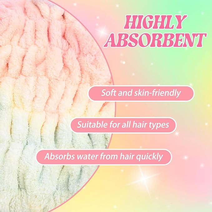 Ksheria 2 PCS Microfiber Hair Towel Wrap for Kids, Girls & Women,Cute Unicorn and White Rabbit Dry Hair Cap - Super Absorbent Quick Drying, Lightweight Turban Towel for Wet Hair