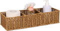 Wicker Toilet Paper Basket: 3 Water-resistant Compartments Organizer - Extra-Large Storage for Bulk Rolls & Toiletries (Farmhouse & Scandinavian, Tan)