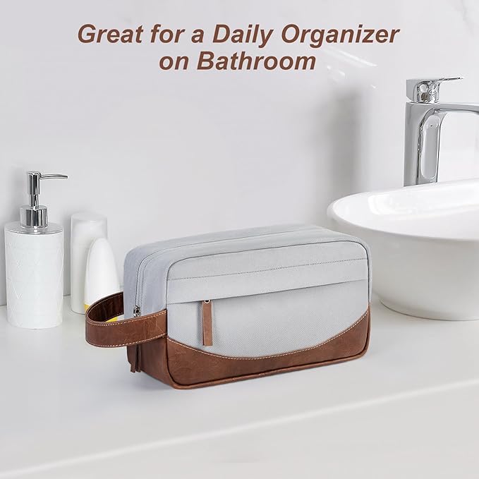 Ezday Travel Toiletry Bag for Men, Hanging Toiletry Organizer, Water Resistant Shaving Kit with Large Capacity for Travel Accessories (Grey, Medium)