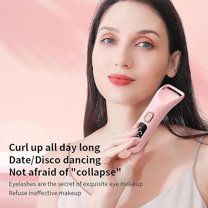 Heated Eyelash Curlers, Rechargeable Electric Eyelash Curler with Dual-Arc Design & 3 Adjustable Temperature Natural Curl Perfect Fit for Women(Pink B)
