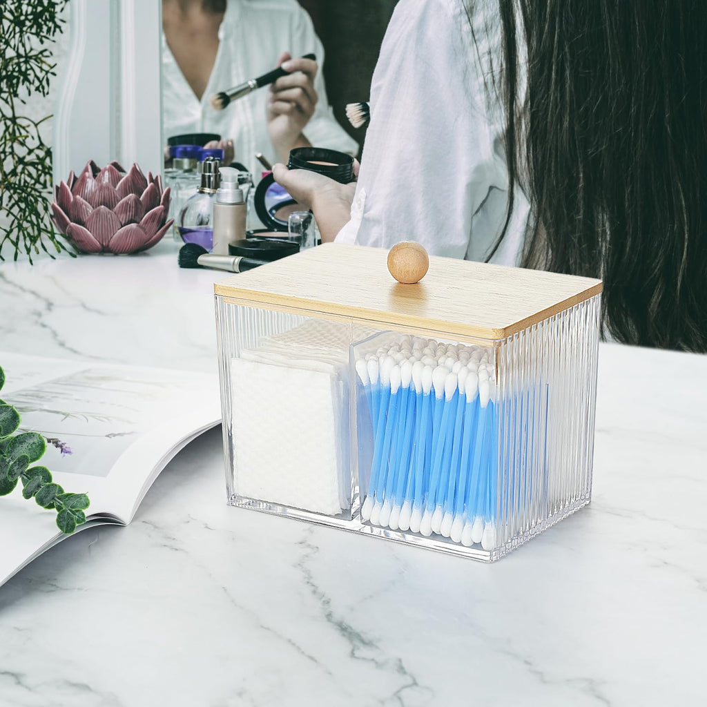 KIMCHOMERSE Qtips Holder Storage, Bathroom Cotton Balls Holder