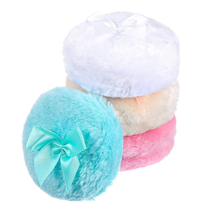 Oruola 4pcs Large Powderpuff, 3.5 In Mota para Talco Corporal,Soft Washable Reusable Powder Puffs for Body,Loose Powder Puffs Wet Dry Makeup Tool for Baby & Kid & Adult