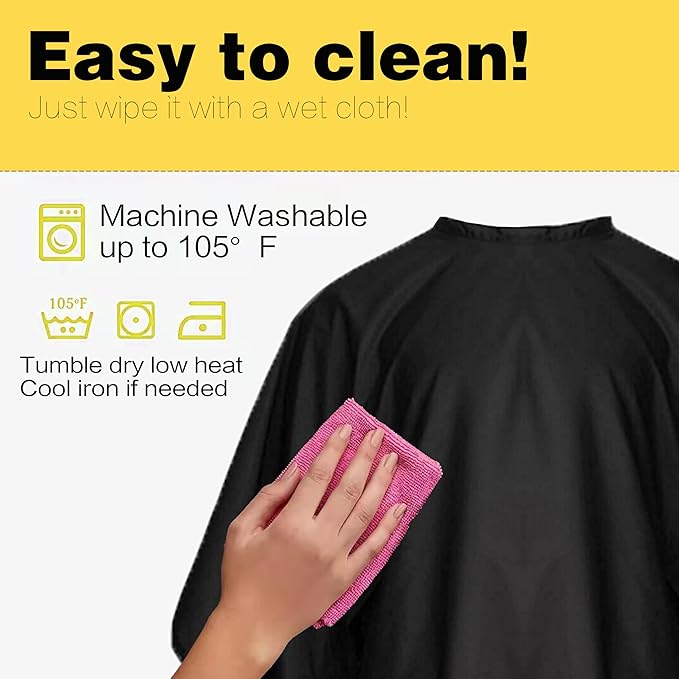 Salon Professional Barber Cape with Multi Position Snap Closure Hair Cutting Kits Thin Hairdressing Capes for Unisex 47” * 56”