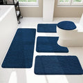 YIHOUSE Bathroom Rugs Mat Set, Memory Foam Bath Mat 5 Piece Navy Blue
