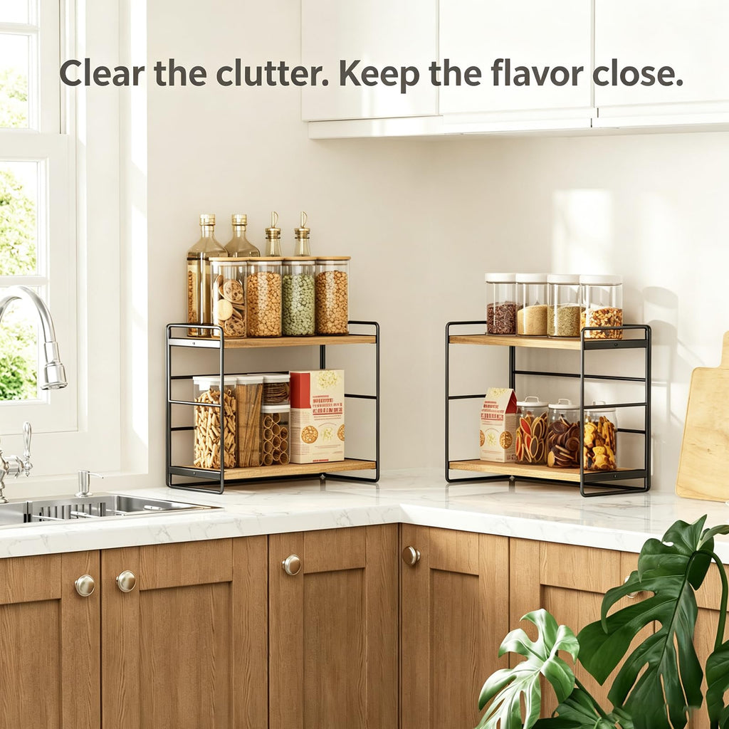 SRIWATANA 2-Tier Bathroom Counter Organizer, Set of 2, Carbonized Black