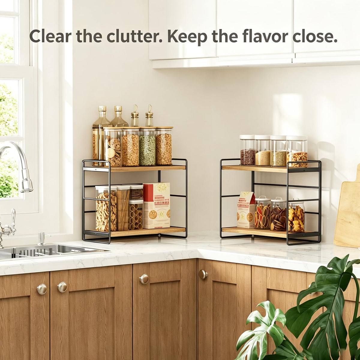 SRIWATANA 2-Tier Bathroom Counter Organizer, Set of 2, Carbonized Black