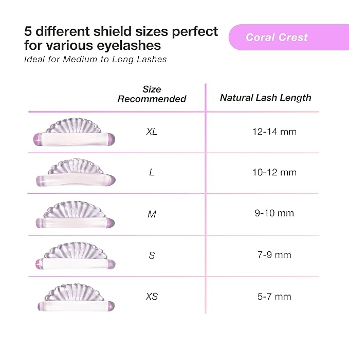 Curacoro Lash Lift Shields, 10 Pcs/5 Sizes Reusable Silicone Rods