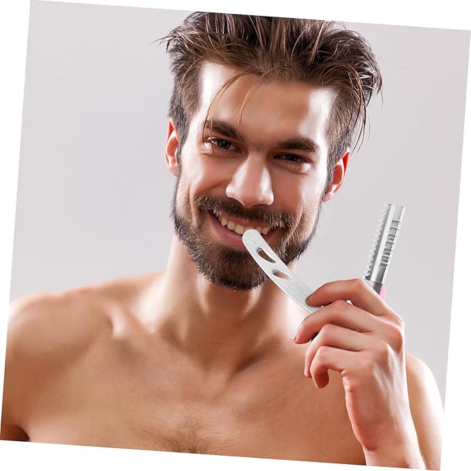 FRCOLOR Stainless Steel Manual Razor Shaver for Men Vintage Folding Straight Razor Beard Shaving Tool Eyebrow Shaping Haircut (Not Include Blade)