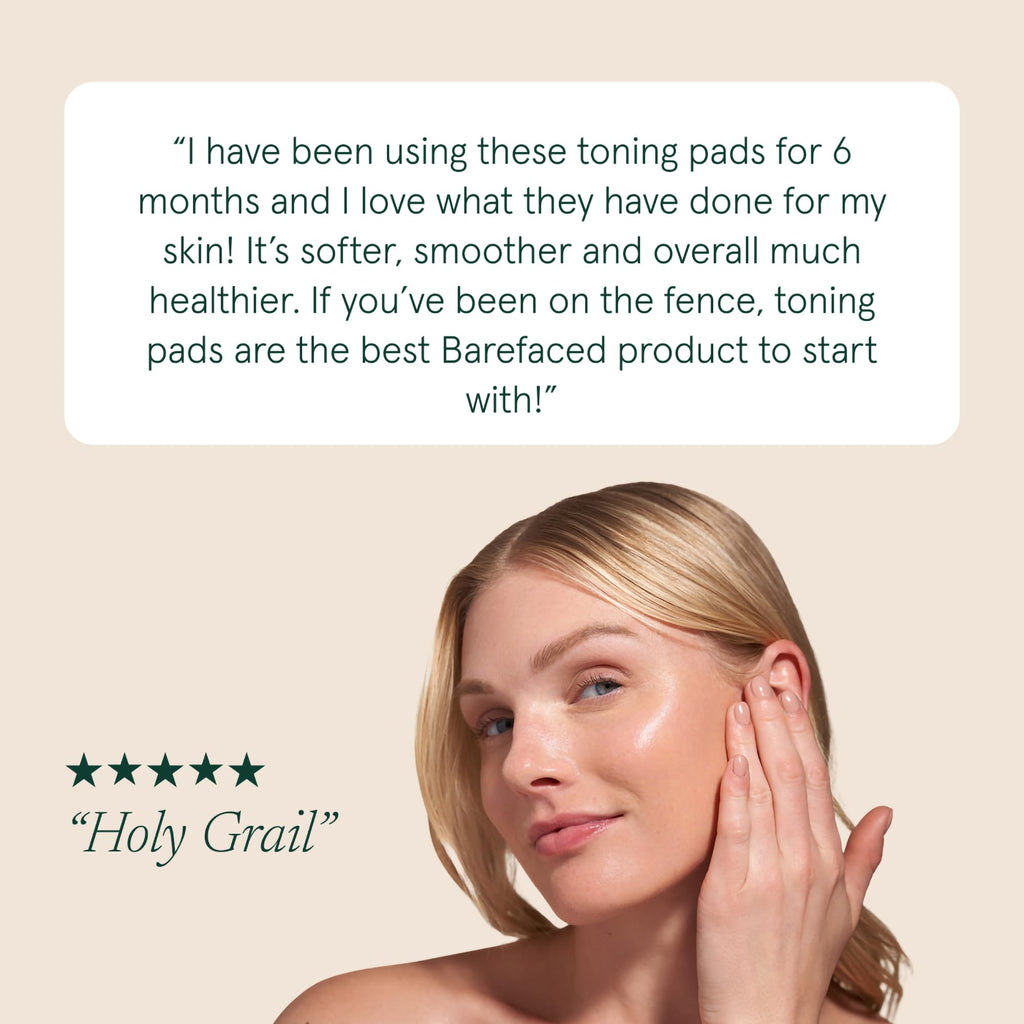 Barefaced Toning and Exfoliating Pads | Glycolic and Salicylic Acid Face Wipes for Blemishes, Dark Spots, and Uneven Texture | Daily Resurfacing Peels for Clear, Glowing Skin (60 Pads)