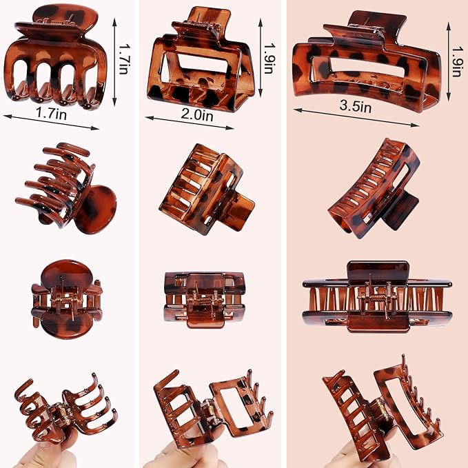 SMKSL 3 Styles Hair Clips for Women Small Medium Big Claw Clips for Thin Thick Hair 12 Pcs Hair Claw Clips Hair Clips Combination Hair Accessories for Women (Tortoise)