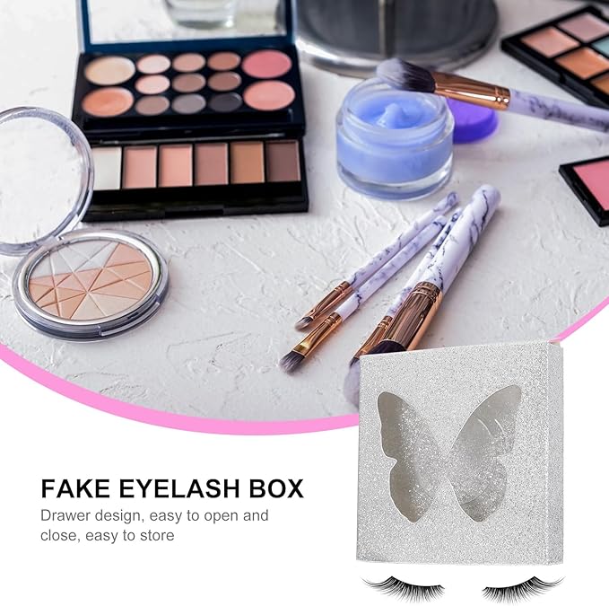 ARTIBETTER 30pcs Colorful Square False Eyelashes Packaging Box with Lash Tray Silver Base Eyelash Storage Case for Makeup Organizer