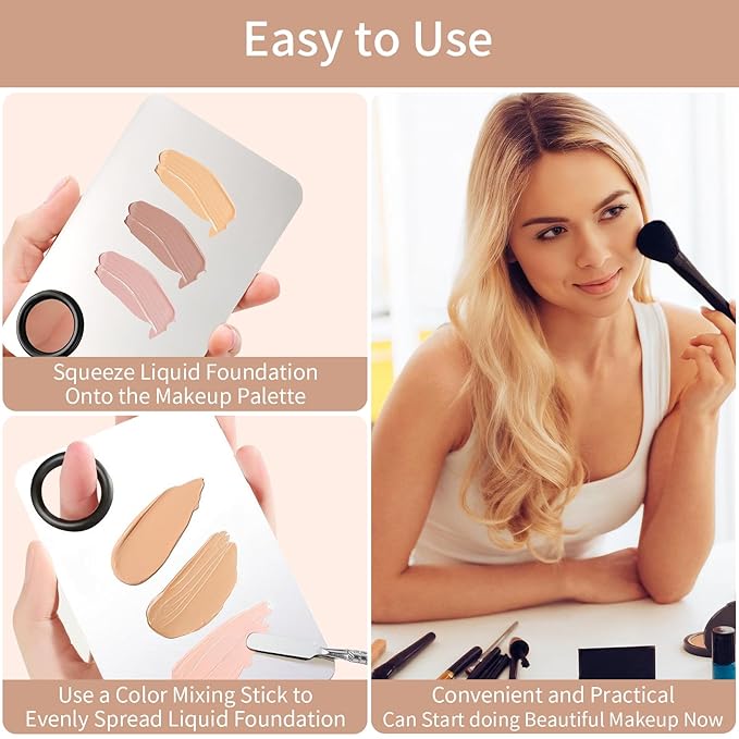 Stainless Steel Cosmetic Makeup Palette with Spatula for Makeup(1Pcs)