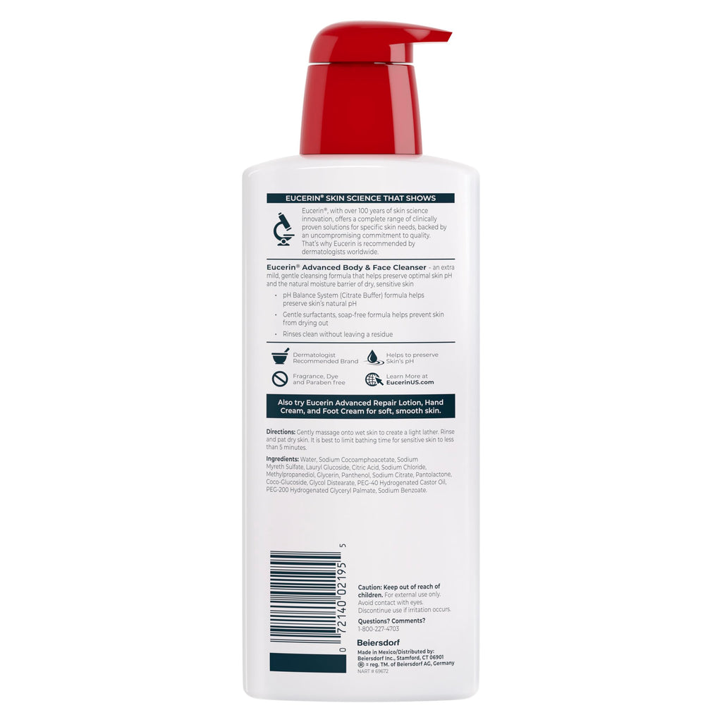 Eucerin Advanced Repair Body and Face Cleanser, 16.9 FL OZ