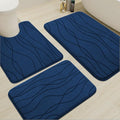 YIHOUSE Bathroom Rugs Set 3 Piece, Memory Foam Bath Mat Navy Blue