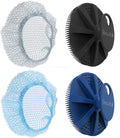 Silicone Body Scrubber & Scrub Nets, BEAUTAIL 4 Pack – Rich Foam and Exfoliation with Gentle Brush or Firmer Net Options – Hygienic, Durable, Easy to Clean – 2 Brushes (Black+Blue), 2 Nets (Gray+Blue)