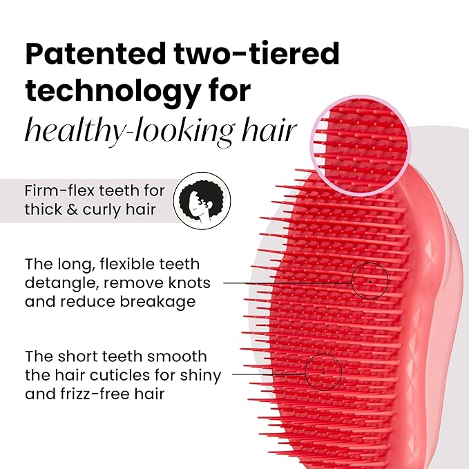 Tangle Teezer Original Detangler Brush for Thick & Curly Hair, Pink Punch