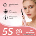 3 Interchangeable Brush Heads Rechargeable Heated Eyelash Curler 24-Hour Lasting curl 5-Second Rapid Heating 3 Temperature Settings Safety Anti-Scald Design (Pink)