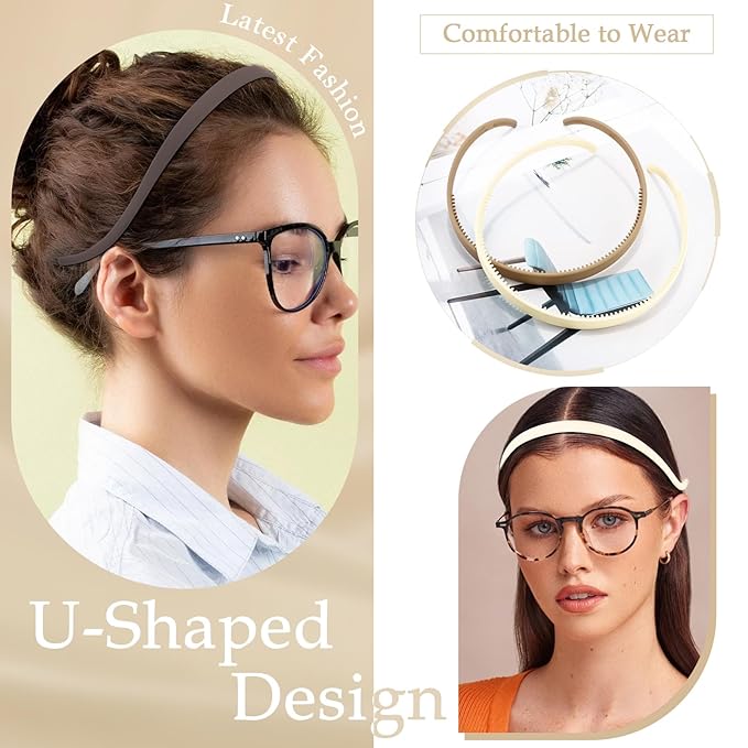 Hapdoo Sunglasses Headband for Women No Pressure Matte Non Slip Head Bands for Women’s Hair with Teeth, Comfortable Sun Glasses Headband 6PCS Thin Plastic Hairbands