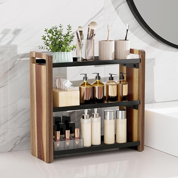 UJQSUN Bathroom Counter Organizer,Bathroom Counter Shelf,Bathroom Organizers,Organizers and Storage,Under Sink Organizer,Cologne Organizer For Men,Cologne Cabinet,Vanity Shelf(Acacia 3 Tier)