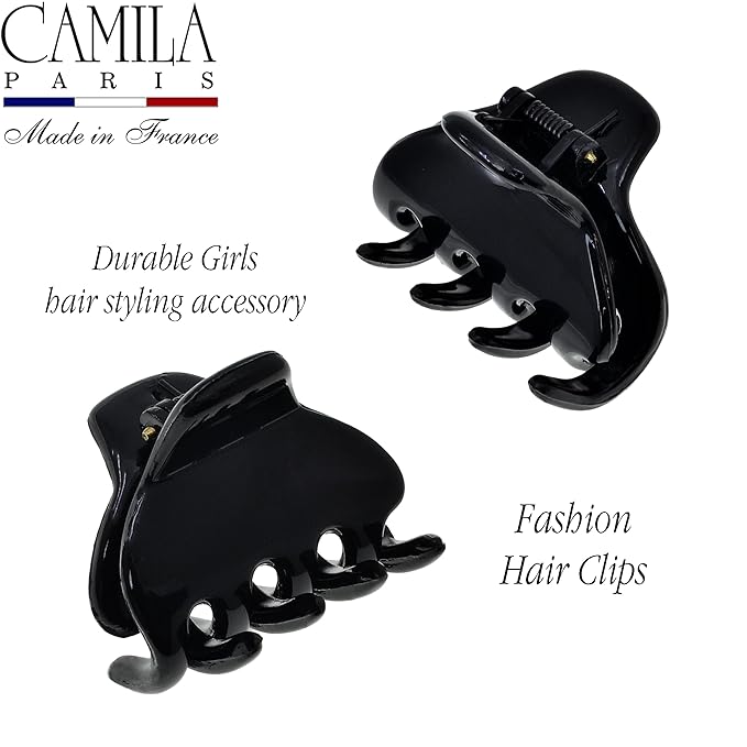 Camila Paris CP3642 French Hair Clip for Women, Small 1 inch Set of 2 Girls Hair Claw Clips Jaw Fashion Durable and Styling Hair Accessories for Women, Strong Hold No Slip Grip, Made in France