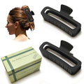 Nalodu Hair Claw Clips 5 Inch Unbreakable Black XL Large Square Rectangle Clip Clamp for Thick Curly Long Hair Women - 2 Pack