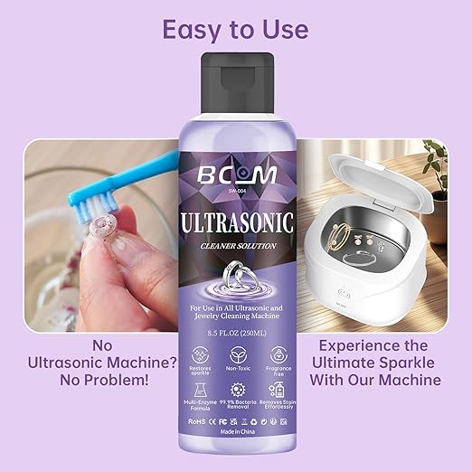 Ultrasonic Jewelry Cleaner Solution 8.5oz for Rings, Gold, Diamond, Glasses
