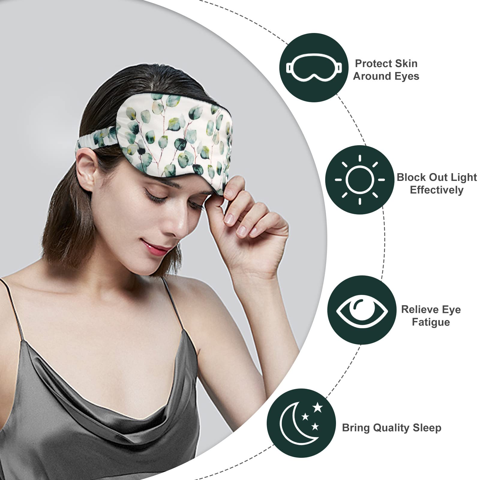 OLESILK 100% Natural Mulberry Silk Sleep Eye Mask Block Out Light, Fashion Printed Eye Mask Blindfold for Women Men Full Night Sleeping, Chic Eye Cover Eyeshade, Pattern 2