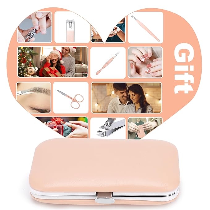 9 PCS Premium Manicure Set, AULLUA Nail Clippers, Professional Grooming Gift Kit, Pedicure Kit, Stainless Steel Facial, Cuticle, Nail Care Tools with Luxurious Portable Travel Case, for Women & Men