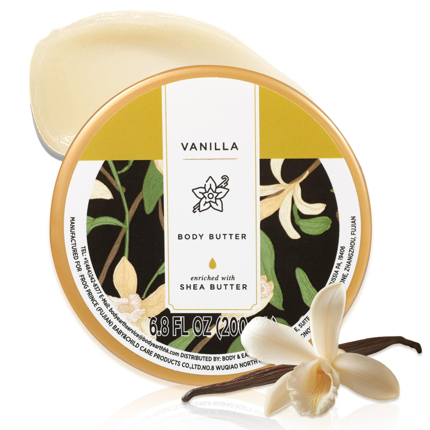 Princess Belle Vanilla Body Butter, Body Moisturizer for Dry Skin with Natural Shea Butter, Vanilla Body Care for Skin Deep Moisturizing and Softening-200ml(6.8 floz)