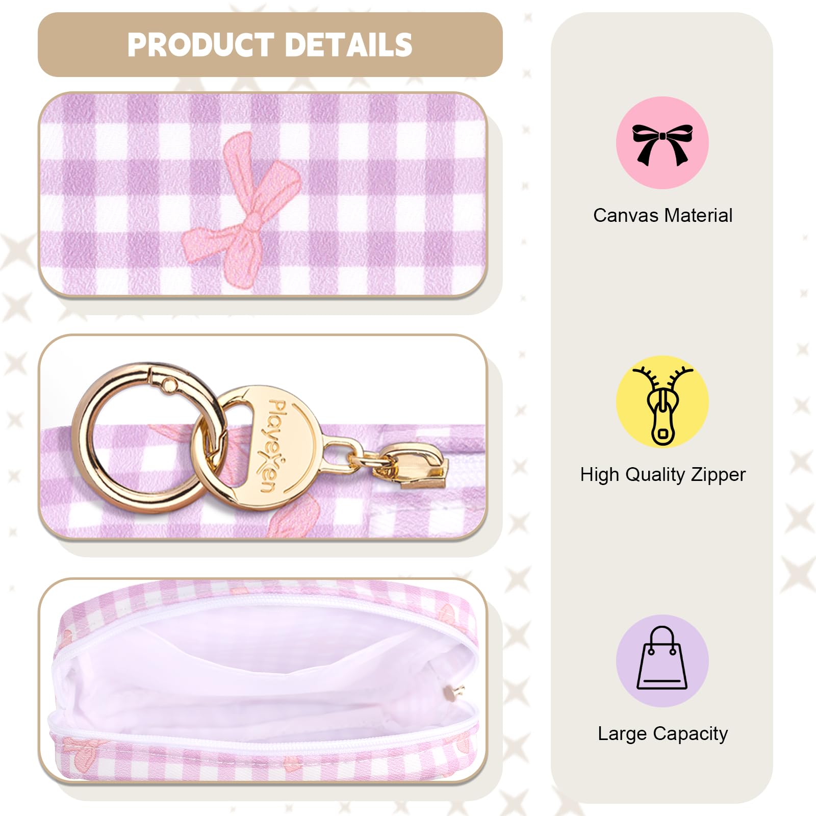 Playexen Period Bag for Teen Girls, Checkered Sanitary Napkin Storage Bag, Cute Bow Tie Menstrual Pad Purse Tampon Pouch (Plaid Purple)