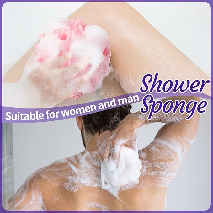 Umigy 36 Pcs Bath Sponge Shower 40g Loofahs Bulk Bath Luffas Exfoliating Body Scrubber Pack Soft Colorful Mesh Balls Puff Bathing Accessories for Men and Women Exfoliating Sponge