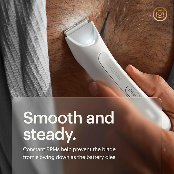 MANSCAPED® The Lawn Mower® 3.0 Plus - Groin, Body & Bikini Hair Trimmer, Updated SkinSafe® Trimmer Blade, Waterproof Wet/Dry Groomer, USB-C Rechargeable, Men’s & Women's Wireless Shaver, White Hot
