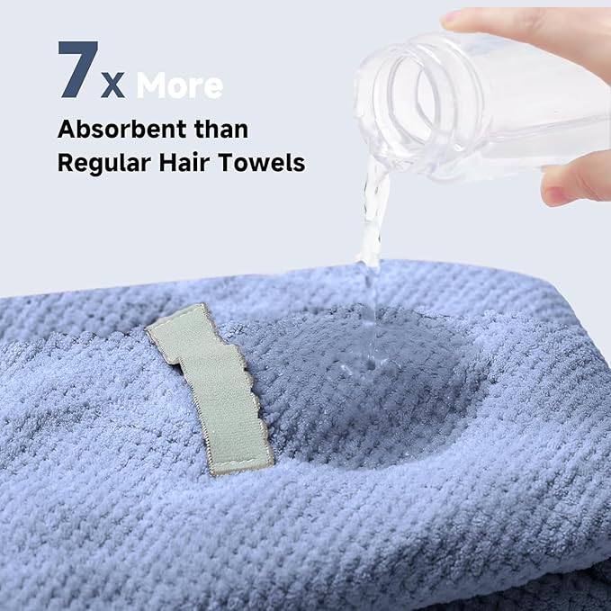 2-Pack Women's Microfiber Hair Towel Wrap - 50% Faster Dry, Ultra-Absorbent & Anti-Frizz. Ideal for Long/Curly Hair. 27.5x39.4 Oversized, Lightweight for Travel, Gym, Spa & Home