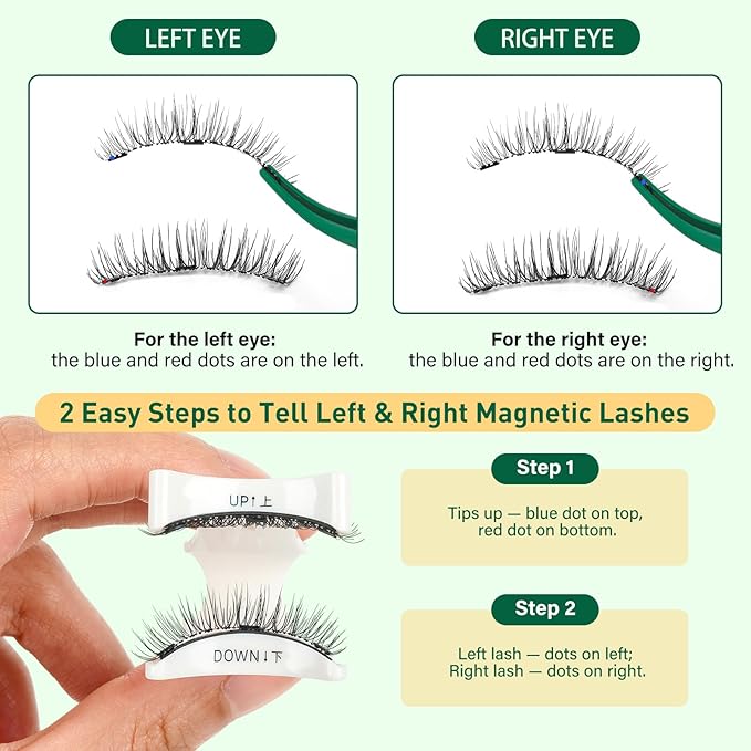 KEYYOU Daily Wear Reusable Magnetic Eyelashes 2 Pair with Applicator No Glue Needed 3D Natural Magnetic Lashes, Easy to Apply & Long Lasting for Daily Use & Events(A01+A01)