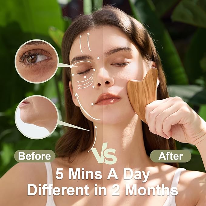 Olaemuo Gua Sha Facial Tool, Face Massager for Lymphatic Drainage