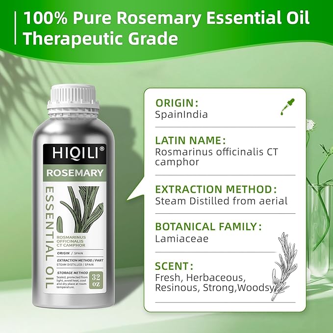 HIQILI Rosemary Oil for Hair Care, Diffuser & DIY