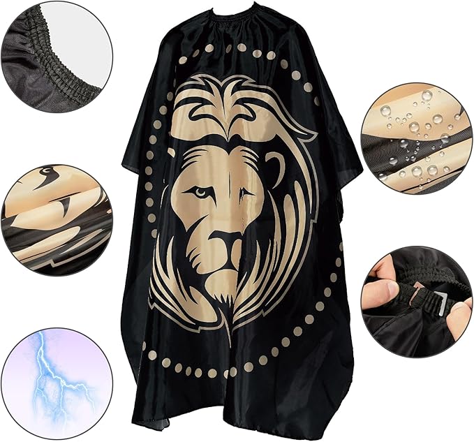 YELEGAI YELEGI Professional Hair Cutting Cape(2Pcs), Salon Barber Cape with Adjustable Snap Closure, Waterproof Hair Dye Color Hair dressing stylist apron (Lion)