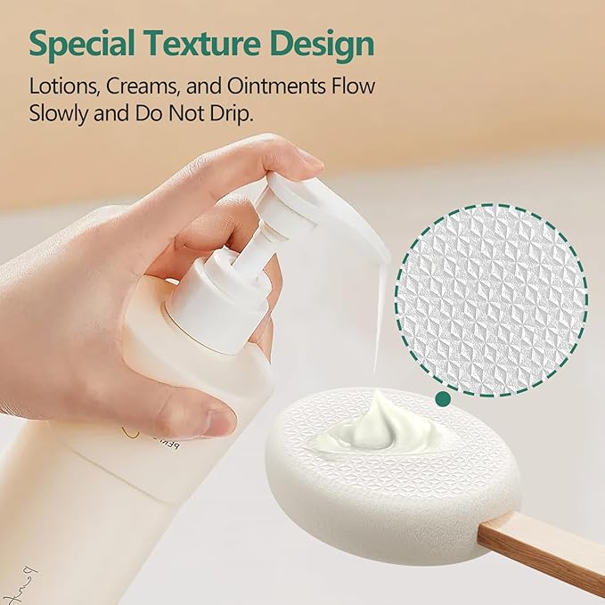 Svarvns Back Lotion Applicator with 4 Replaceable Pads, Lotion Applicator for Back Self Elderly, Women, Cream Medicine Applicator with 17" Curved Handle Easy to Target Back and Feet, Colorful