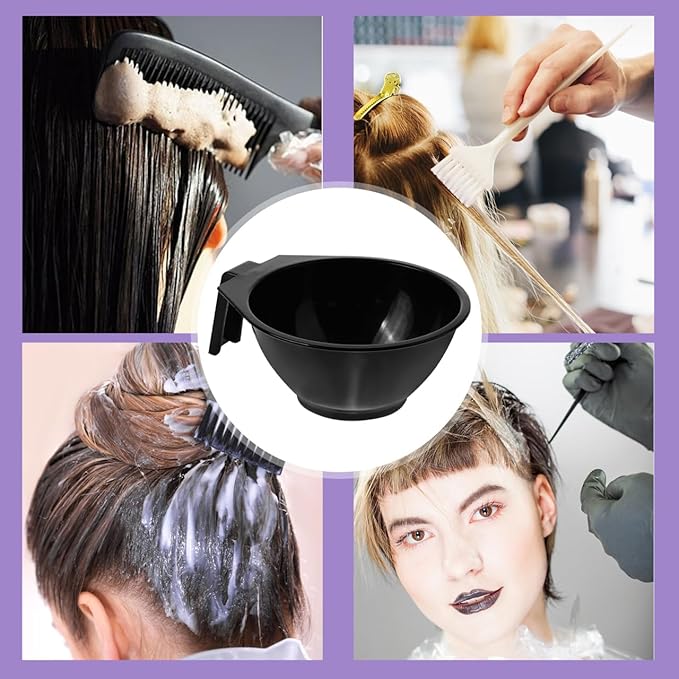 FOMIYES Hair Dye Bowl Set 5-Pack Black Hair Color Mixing Bowls with Measurements and Handle Reusable Salon Mixing Tint Bowls for Professional or Home Use