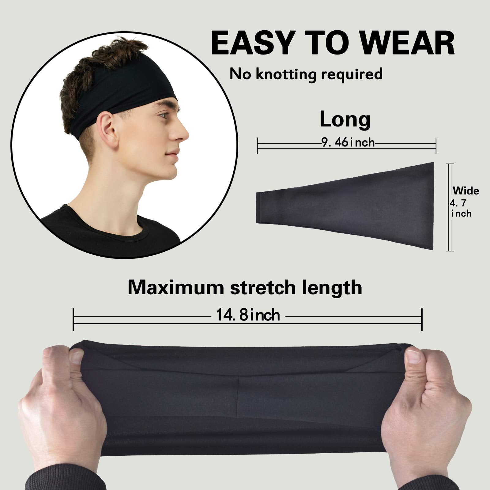 Pilamor Sports Headbands for Men (5 Pack),Moisture Wicking Workout Headband, Sweatband Headbands for Running,Cycling,Football,Yoga,Hairband for Women and Men (White, Brown, Dark Gray, Black, Green)
