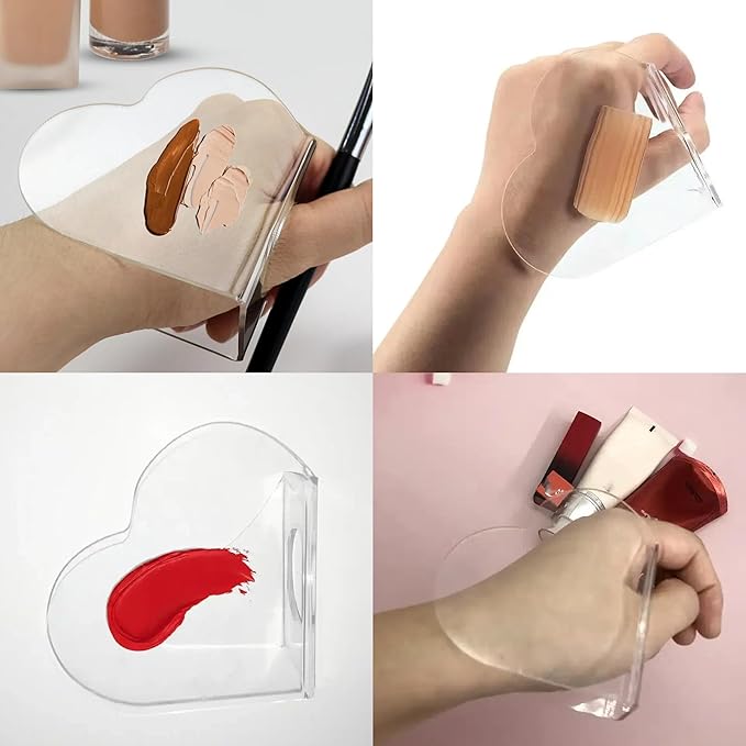 LannuMet 2pcs Heart-Shaped Acrylic Makeup Mixing Palette Makeup Tools for Foundation Eyeshadow Lipstick Nail Art Pigment