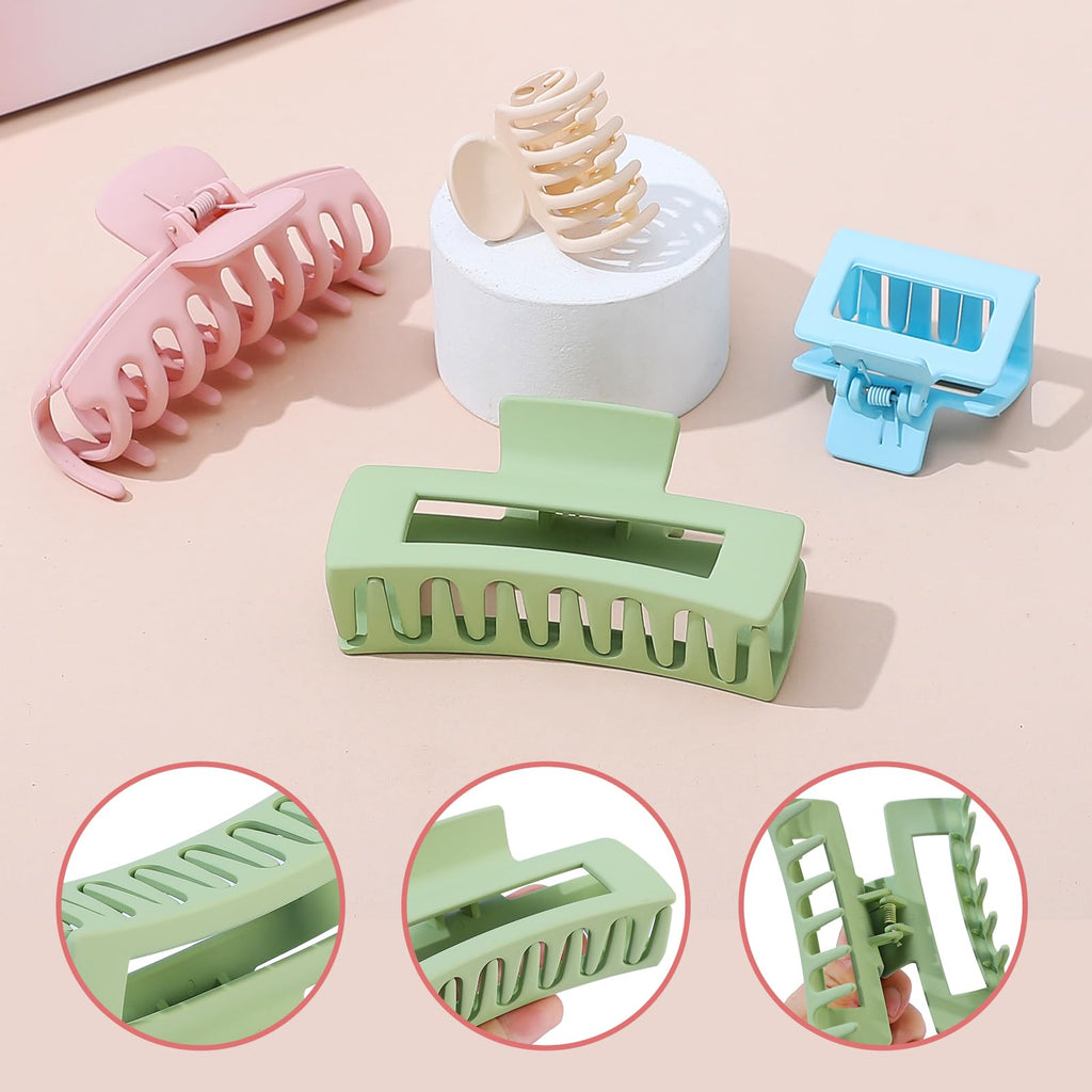 Hair Clips 16 Pcs for Women - Large and Small Matte Banana Clips for Thin, Thick, Curly Hair, Strong Hold Nonslip Hair Claws