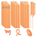 Flexible Hair Curlers, 38 PCs 9.45" Soft Foam Twist Rods for Long Hair, No Heat Overnight Curls & 2 Steel Pintail Combs