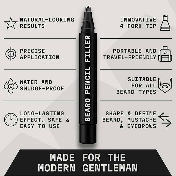 Striking Viking Beard Pencil & Bristle Brush for Men - Jet Black, 2 Pack