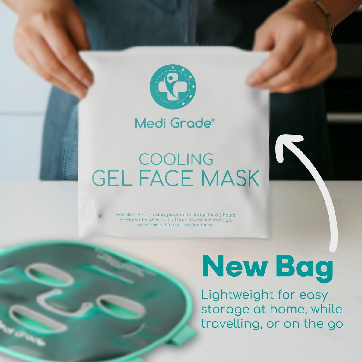 Medi Grade Cooling Face Mask, Gel Ice Pack for Face with Lycra Mask, Green