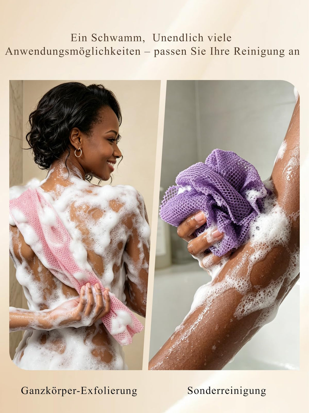 SPMKTBOZAI 4 Pack African Net Sponge, African Exfoliating Net for Body