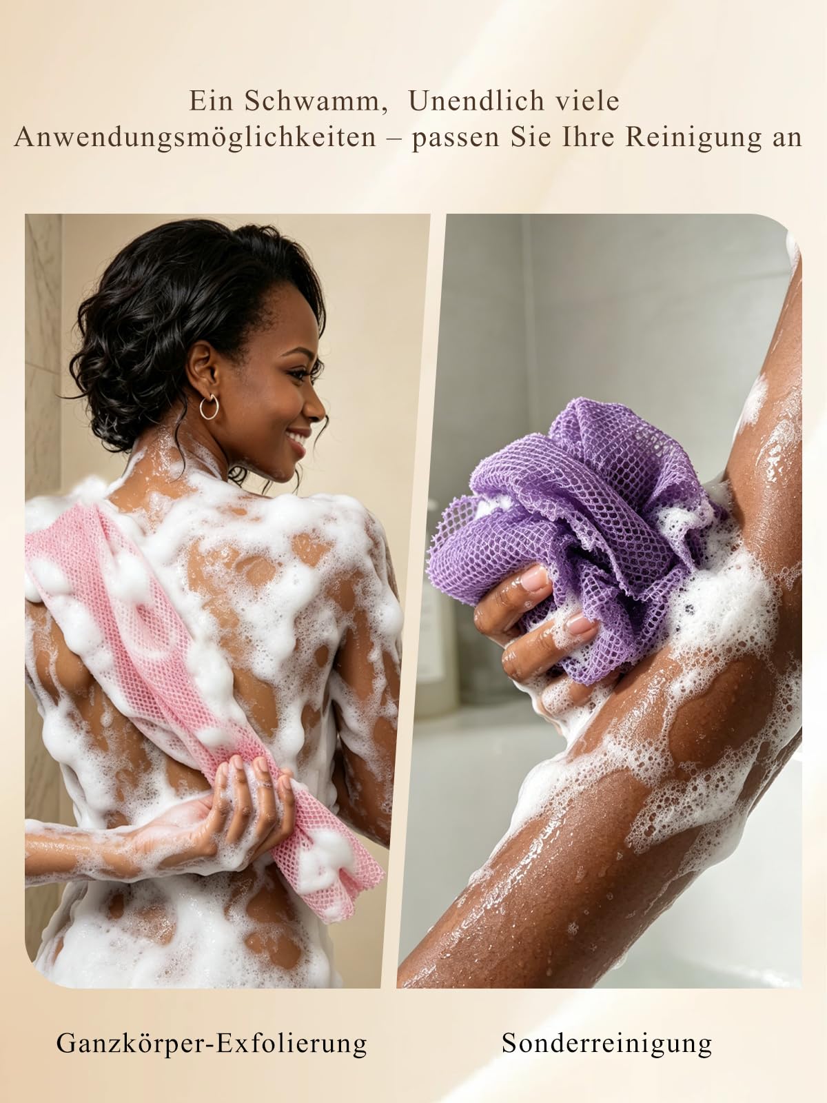 SPMKTBOZAI 4 Pack African Net Sponge, African Exfoliating Net for Body