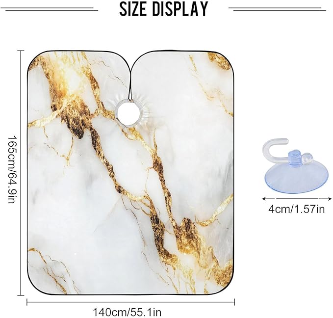 YEGAME White Gold Marble Professional Barber Cape with Adjustable Neckline, Waterproof Hairdressing Salon Cape for Men Women Kids - 65" x 55" Beard Apron Shaving Kits for Salon and Home Use