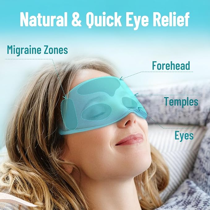 ATreebay 3D Gel Cooling Eye Mask, Weighted Eye mask for Sleeping, 3D Contoured Cup No Pressure Night Blindfold Sleep Mask, Ice Cold Pack Eyes Cold Compress for Puffy Eyes, Dark Circle, Light Blue
